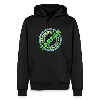 Perfektion Jannek - Männer Premium Bio Hoodie - Schwarz - Vorne - Nico (187cm)