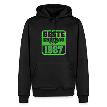 1987 - Männer Premium Bio Hoodie - Schwarz - Vorne - Nico (187cm)