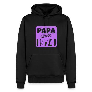 1974 - Sweat à capuche Premium bio Homme - noir - Devant - Nico (187cm)
