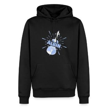 Geschenk für Albin - Männer Premium Bio Hoodie - Schwarz - Vorne - Nico (187cm)