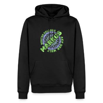 Markus als Mitarbeiter - Männer Premium Bio Hoodie - Schwarz - Vorne - Nico (187cm)