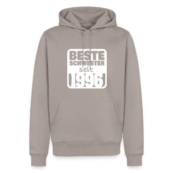 1996 - Männer Premium Bio Hoodie - Taupe - Vorne - Nico (187cm)