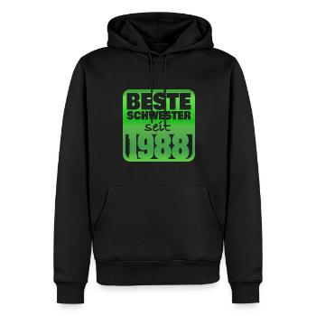 Soeur 1988 - Sweat à capuche Premium bio Homme - noir - Devant - Nico (187cm)