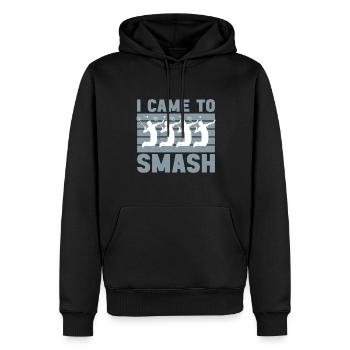 Badminton player came to smash shuttlecock sport - Men’s Premium Organic Hoodie - black - Front - Nico (187cm)