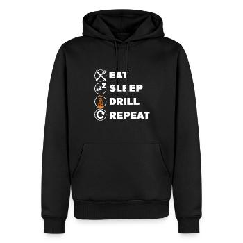 Eat Sleep Drill Repeat Roughneck Oil Rig Oilfield - Männer Premium Bio Hoodie - Schwarz - Vorne - Nico (187cm)