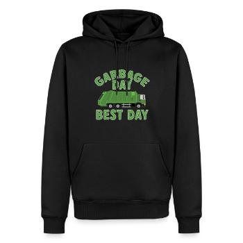 Camions à ordures, journée des ordures, collecte des ordures - Sweat à capuche Premium bio Homme - noir - Devant - Nico (187cm)