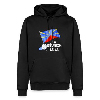 Drapeau merveilleux De L'ile de la Réunion - Sweat à capuche Premium bio Homme - noir - Devant - Nico (187cm)