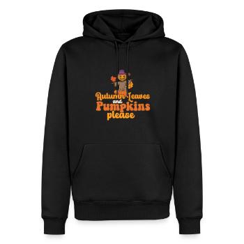 Hello Autumn Leaves and Pumpkins Please Fall - Männer Premium Bio Hoodie - Schwarz - Vorne - Nico (187cm)
