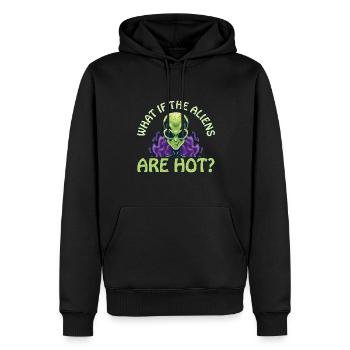 Funny Science Geek What If The Aliens Are Hot UFO - Men’s Premium Organic Hoodie - black - Front - Nico (187cm)