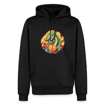 Asiatisch Drache Anime Japanisch Meer Wellen - Männer Premium Bio Hoodie - Schwarz - Vorne - Nico (187cm)