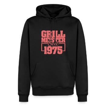 1975 - Sweat à capuche Premium bio Homme - noir - Devant - Nico (187cm)