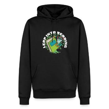 Leap Into Reading Frog Bookworm Love To Read Book - Men’s Premium Organic Hoodie - black - Front - Nico (187cm)