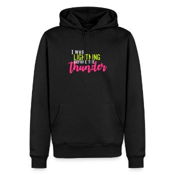 I Was Lightning before the Thunder - Männer Premium Bio Hoodie - Schwarz - Vorne - Nico (187cm)