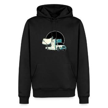 Satellite Truck Illustration - Men’s Premium Organic Hoodie - black - Front - Nico (187cm)