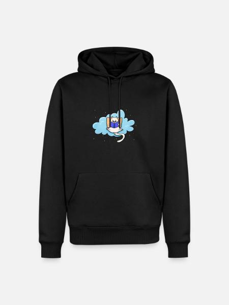 Cat Reading Book - Men’s Premium Organic Hoodie - black