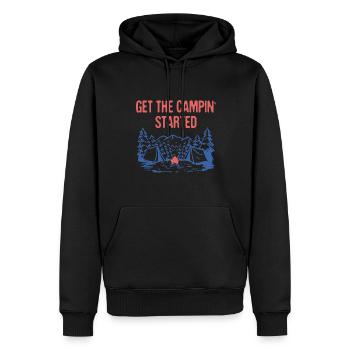 Get the Campin' Started Summer Vacation Tropical - Männer Premium Bio Hoodie - Schwarz - Vorne - Nico (187cm)