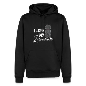 Labradoodle Dog - Men’s Premium Organic Hoodie - black - Front - Nico (187cm)