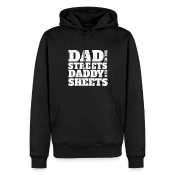 Papa coquin dans les rues Papa dans les draps - Sweat à capuche Premium bio Homme - noir - Devant - Nico (187cm)