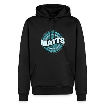 Geschenkidee Matts - Männer Premium Bio Hoodie - Schwarz - Vorne - Nico (187cm)