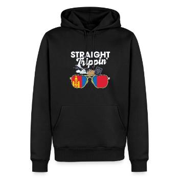 Straight Trippin' Mongolie Vacances Tour Voyage - Sweat à capuche Premium bio Homme - noir - Devant - Nico (187cm)