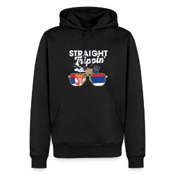 Straight Trippin' Serbia Voyage de vacances - Sweat à capuche Premium bio Homme - noir - Devant - Nico (187cm)