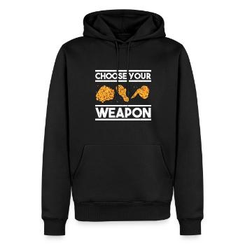 Fast Food Poulet frit croustillant Foodaholic Gesch - Sweat à capuche Premium bio Homme - noir - Devant - Nico (187cm)