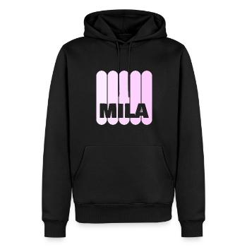 Mila - Männer Premium Bio Hoodie - Schwarz - Vorne - Nico (187cm)