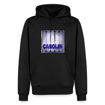 Carolin - Männer Premium Bio Hoodie - Schwarz - Vorne - Nico (187cm)