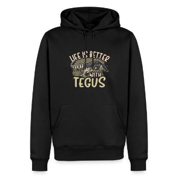 Tegu Eidechse Reptil Herpetologe - Männer Premium Bio Hoodie - Schwarz - Vorne - Nico (187cm)
