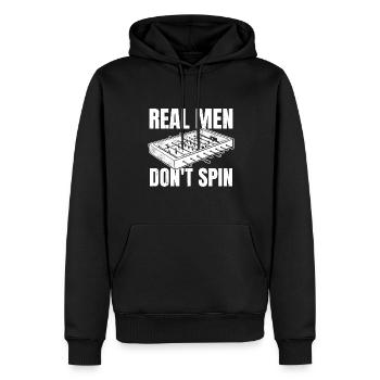 Les vrais hommes ne font pas tourner le baby-foot Joueur de baby-foot - Sweat à capuche Premium bio Homme - noir - Devant - Nico (187cm)