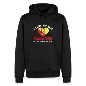 Sicile Drapeau Italie Sicile - Sweat à capuche Premium bio Homme - noir - Devant - Nico (187cm)
