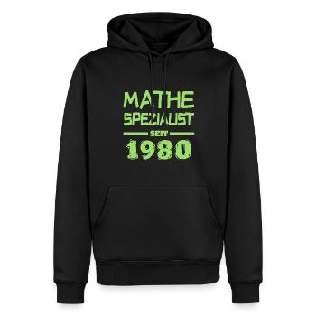 1980 - Sweat à capuche Premium bio Homme - noir - Devant - Nico (187cm)