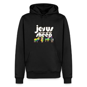 Fier allié Jésus aime tous ses moutons LGBTQ Gay - Sweat à capuche Premium bio Homme - noir - Devant - Nico (187cm)