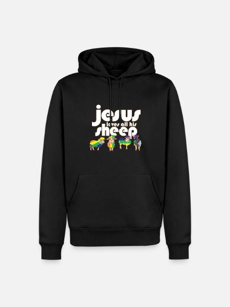 Proud Ally Jesus Loves All His Sheep LGBTQ Gay - Männer Premium Bio Hoodie - Schwarz
