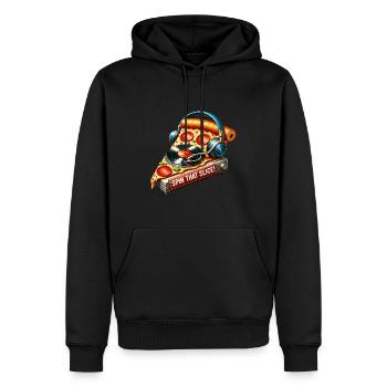 Pizza Music Lover : Faites tourner cette tranche - Sweat à capuche Premium bio Homme - noir - Devant - Nico (187cm)