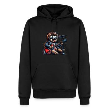 Lustiges Faultier Mit E-Gitarre Rockt Die Bühne - Männer Premium Bio Hoodie - Schwarz - Vorne - Nico (187cm)