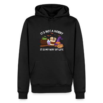 Citrouille squelette d’Halloween - Sweat à capuche Premium bio Homme - noir - Devant - Nico (187cm)