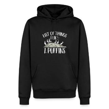 macareux macareux moines oiseaux Lunde - Sweat à capuche Premium bio Homme - noir - Devant - Nico (187cm)
