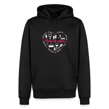 Aide domestique, femme de ménage, femme de ménage - Sweat à capuche Premium bio Homme - noir - Devant - Nico (187cm)