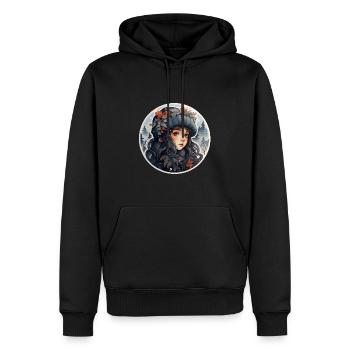 Fille d’hiver - Sweat à capuche Premium bio Homme - noir - Devant - Nico (187cm)
