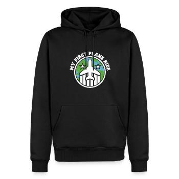 Mon premier voyage de vacances en avion en solo - Sweat à capuche Premium bio Homme - noir - Devant - Nico (187cm)