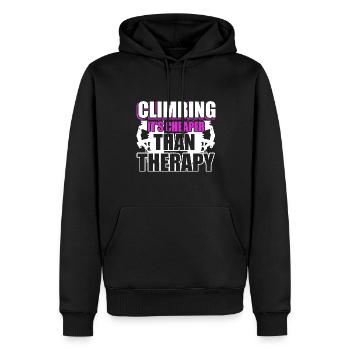 Climbing Climbing Is Cheaper Than Therapy - Men’s Premium Organic Hoodie - black - Front - Nico (187cm)