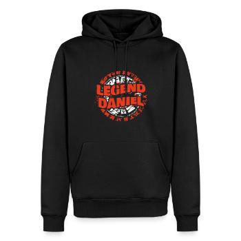Daniel - Männer Premium Bio Hoodie - Schwarz - Vorne - Nico (187cm)
