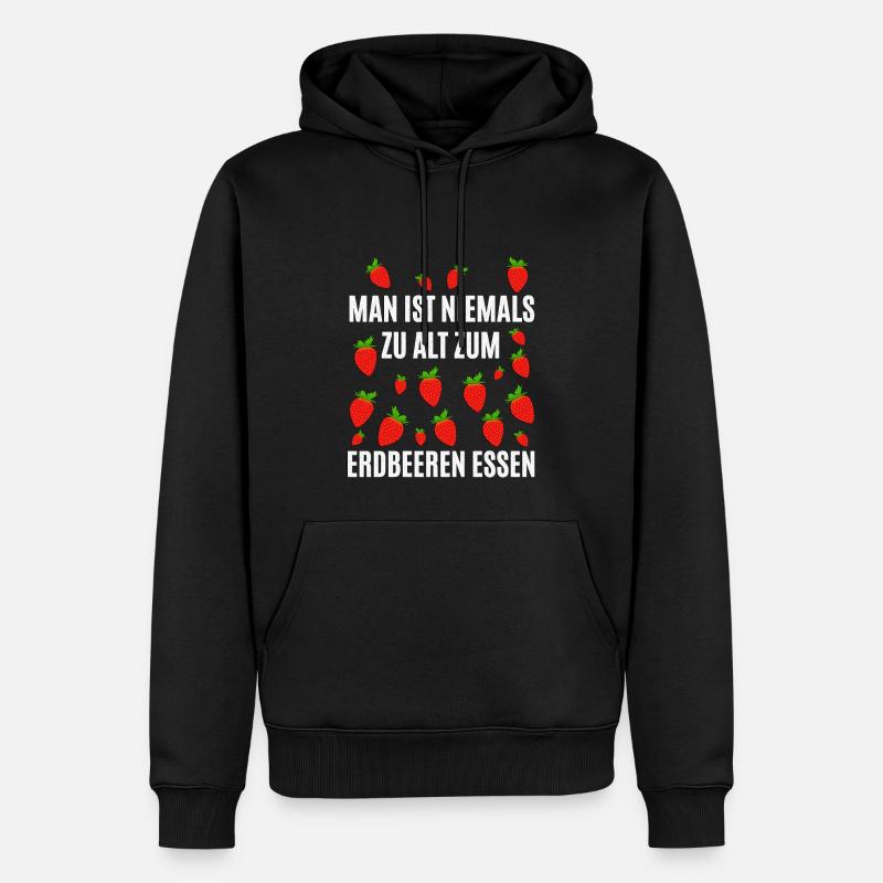 Erdbeeren - Männer Premium Bio Hoodie - Schwarz