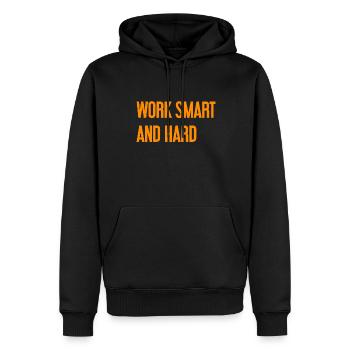 Travailler intelligemment et dur – La devise du succès pour ceux qui agissent - Sweat à capuche Premium bio Homme - noir - Devant - Nico (187cm)