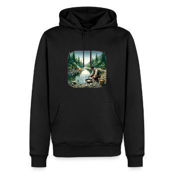 Goldgräber Am Fluss Bei Sonnenuntergang In Der - Männer Premium Bio Hoodie - Schwarz - Vorne - Nico (187cm)