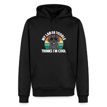 Labradoodle Dog - Men’s Premium Organic Hoodie - black - Front - Nico (187cm)