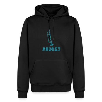 Brass band Andrej - Men’s Premium Organic Hoodie - black - Front - Nico (187cm)