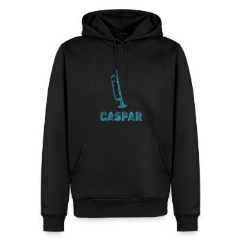 Fanfare Caspar - Sweat à capuche Premium bio Homme - noir - Devant - Nico (187cm)