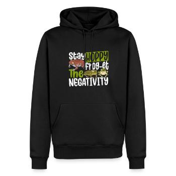 Stay Hoppy Frog Et The Negativity Frog Toad Lover - Sweat à capuche Premium bio Homme - noir - Devant - Nico (187cm)